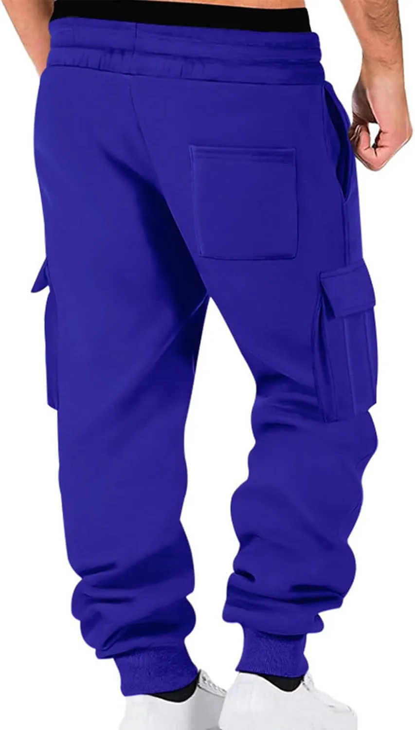 Men's Cargo Jogger Pants Elastic Waist Drawstring Side Pockets Relaxed Comfortable Casual Outdoor Streetwear
