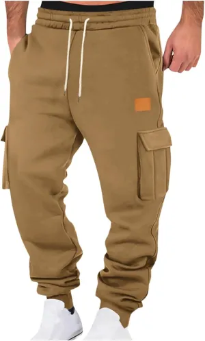 Men's Cargo Jogger Pants Elastic Waist Drawstring Side Pockets Relaxed Comfortable Casual Outdoor Streetwear
