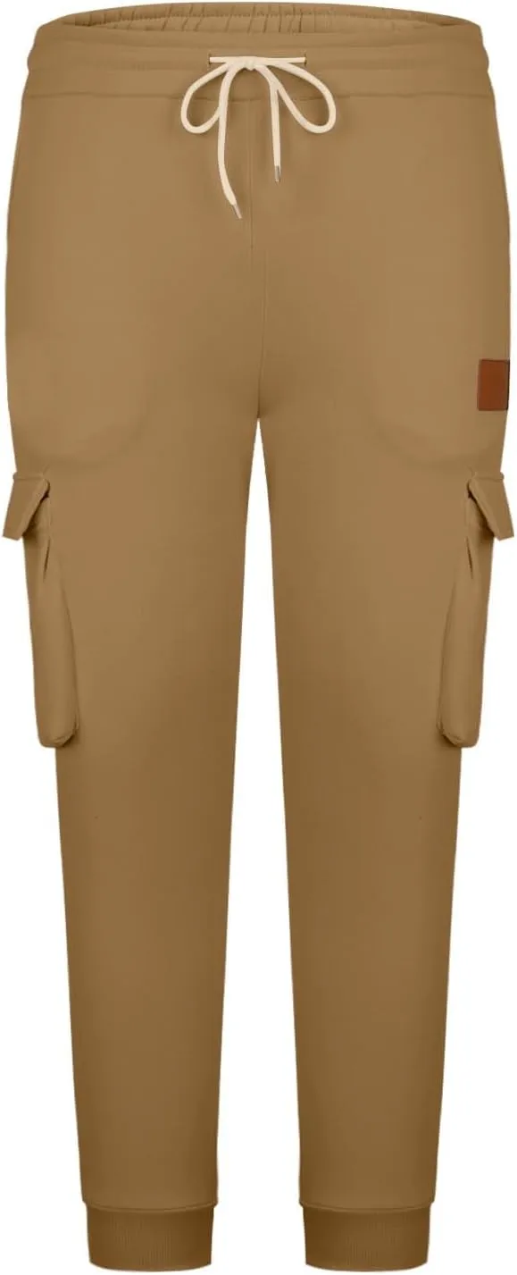 Men's Cargo Jogger Pants Elastic Waist Drawstring Side Pockets Relaxed Comfortable Casual Outdoor Streetwear