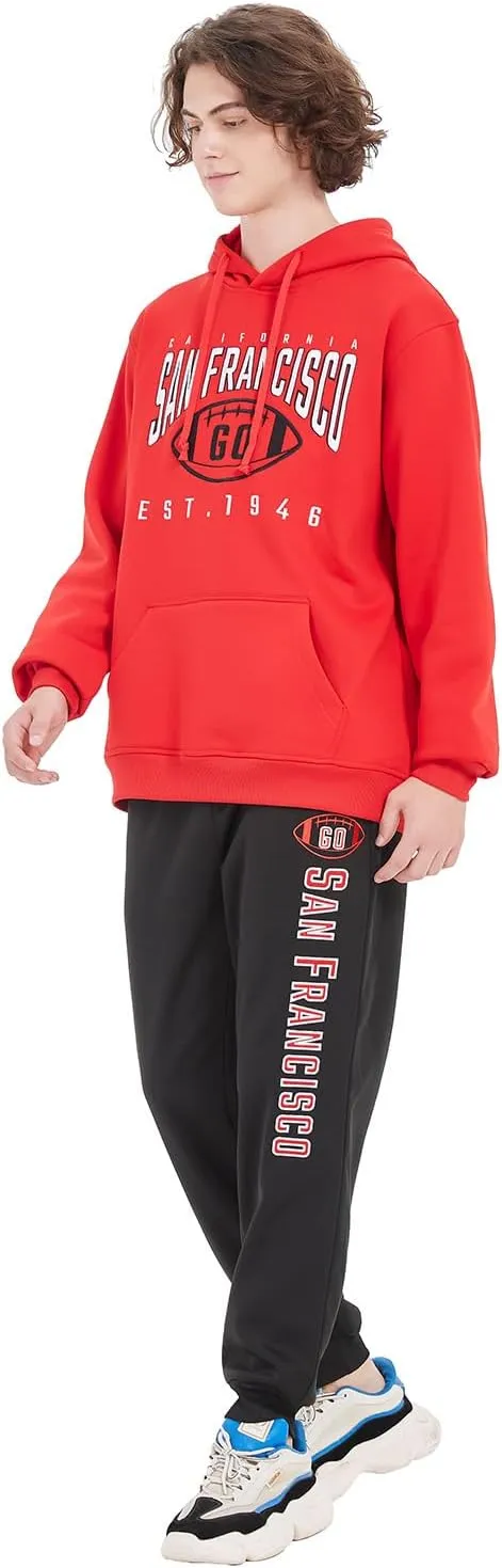 Mens Embroidery Go City Name Sweatpants Active Soft Fleece Jogger Sport Lounge Pants
