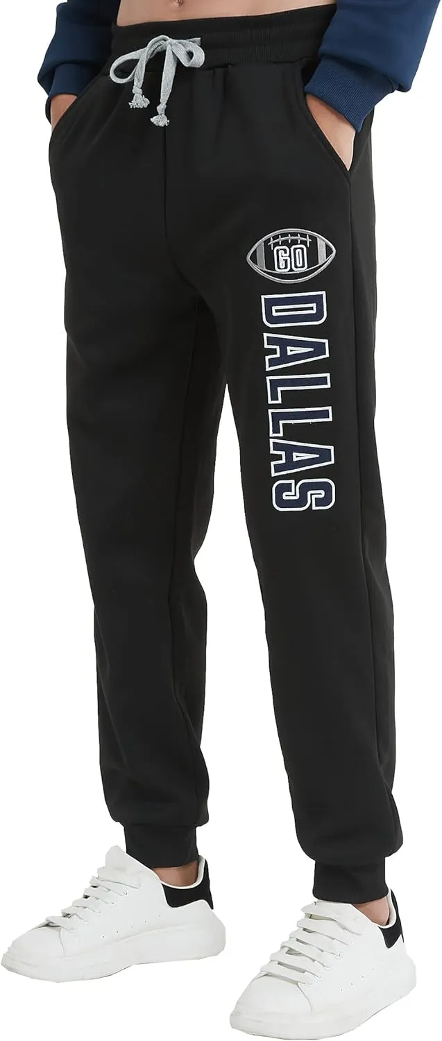 Mens Embroidery Go City Name Sweatpants Active Soft Fleece Jogger Sport Lounge Pants