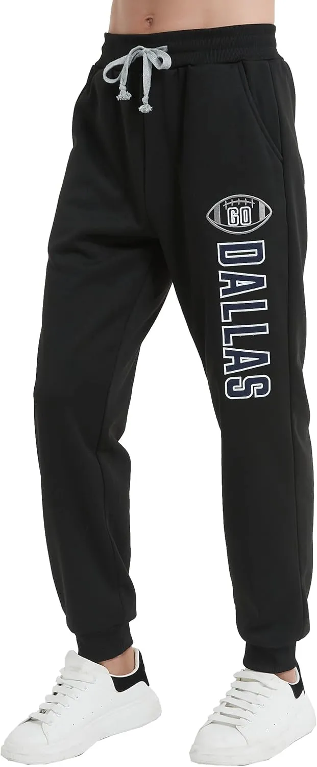 Mens Embroidery Go City Name Sweatpants Active Soft Fleece Jogger Sport Lounge Pants
