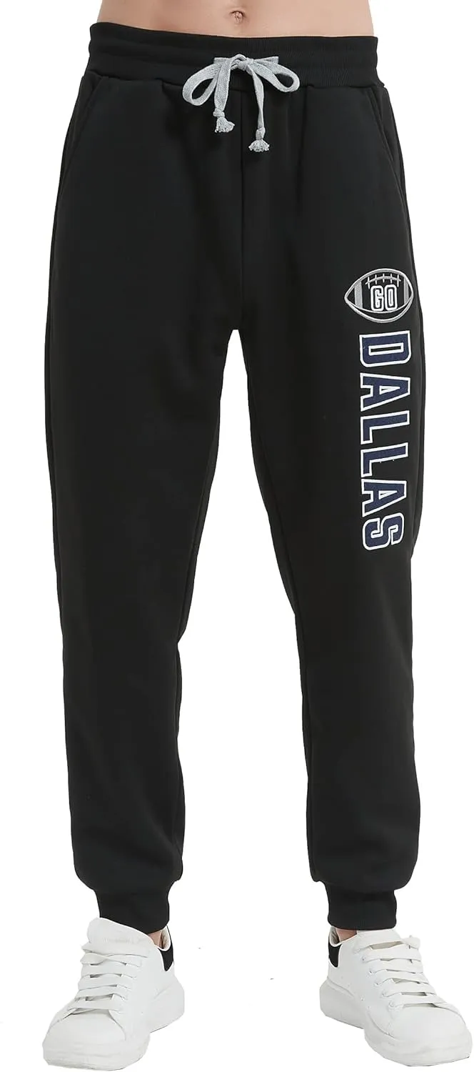 Mens Embroidery Go City Name Sweatpants Active Soft Fleece Jogger Sport Lounge Pants