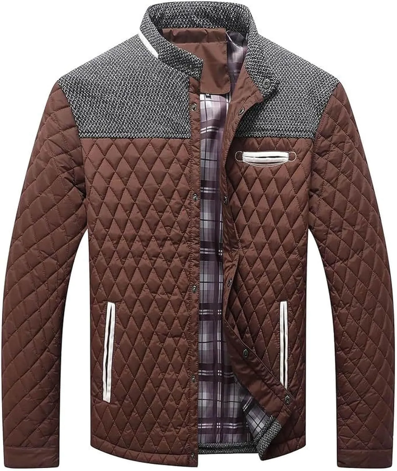 Men's Puffer Down Jacket Lightweight Business Casual Button Down Shirts