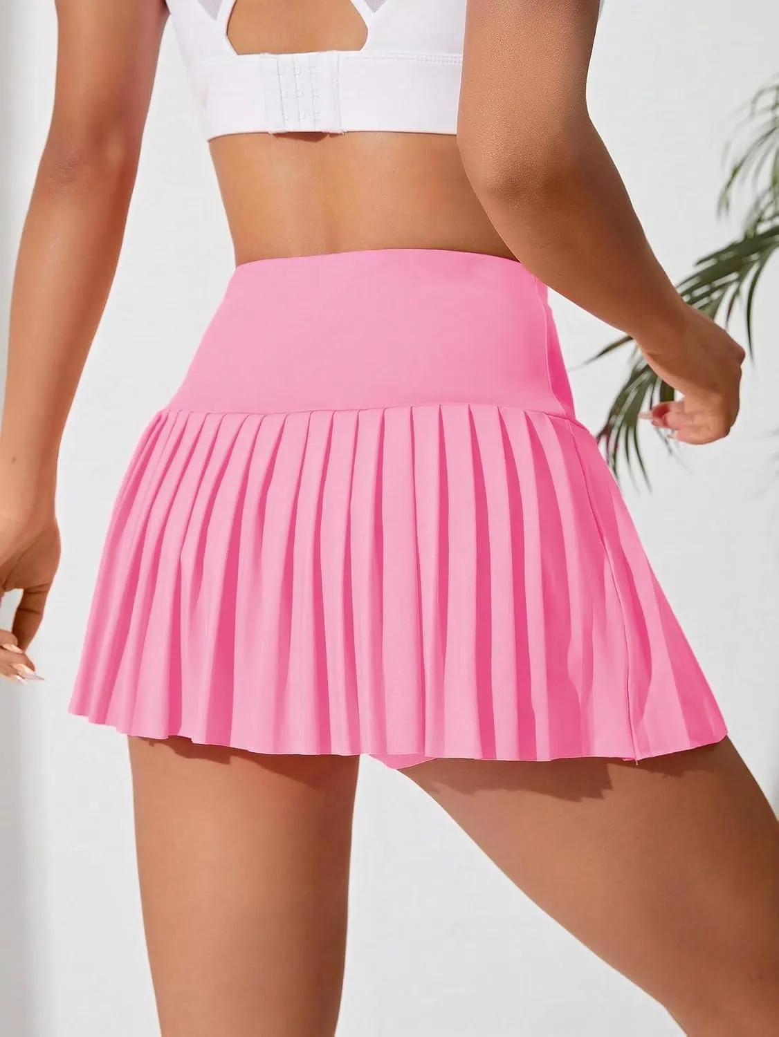 Milumia Women's Golf Skirt High Waist Pleated Mini Tennis Skirt Athletic Skort with Pocket