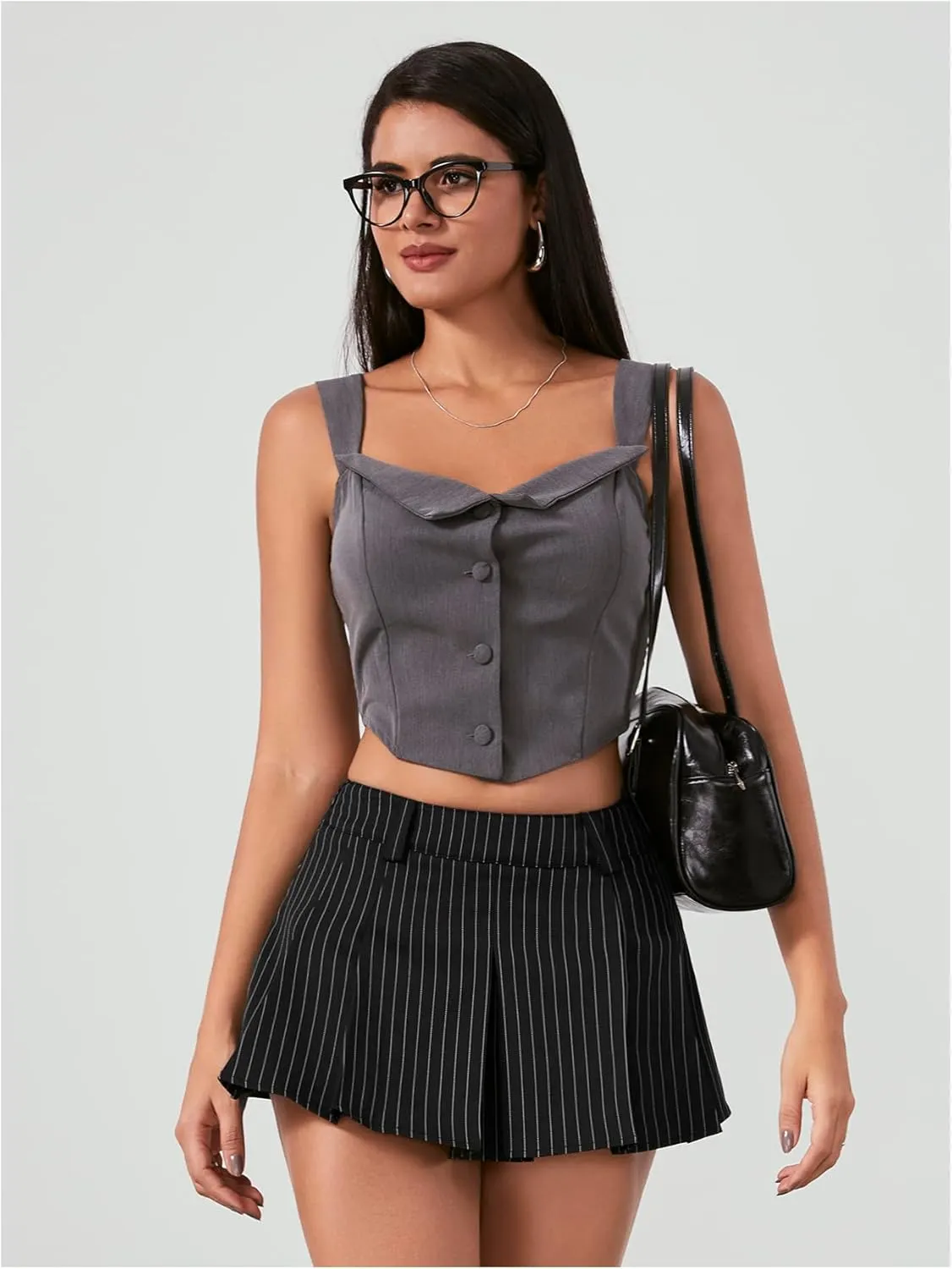 Milumia Women's Striped Low Waisted Pleated Mini Skirt Y2k Trendy Short Skater Skirts