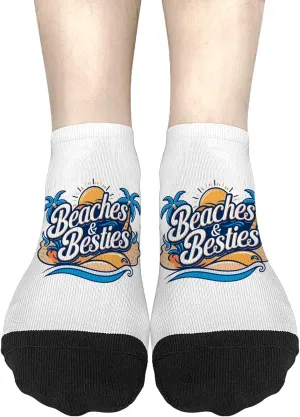 Novelty Sock For Women No Show Socks Men, Beaches Bonfires Besties Sock, Funny Gifts For Adults