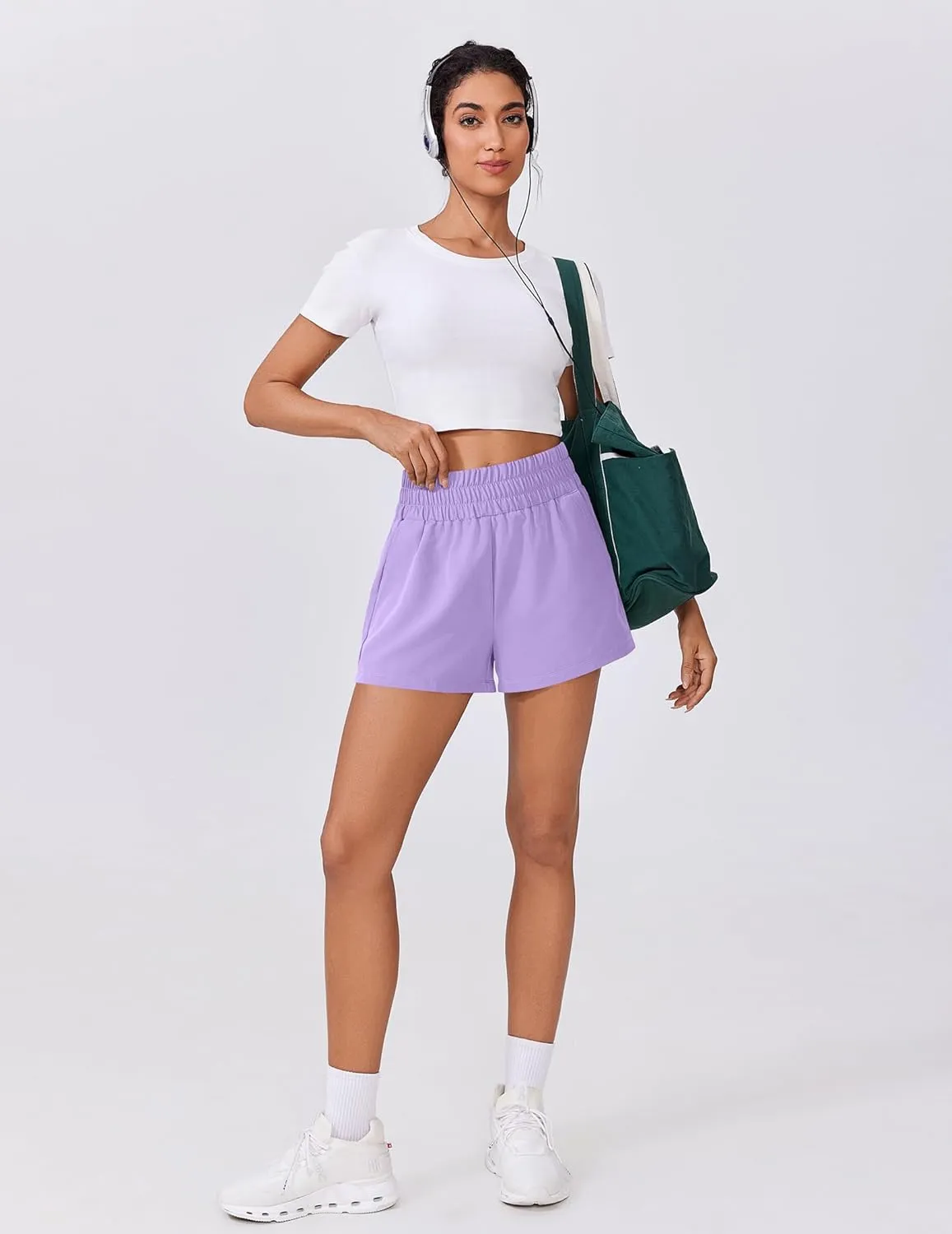 PINSPARK Womens Light Weight Athletic Shorts High Waisted Linerless Active Short Casual Quick Dry Lounge Shorts with Pockets