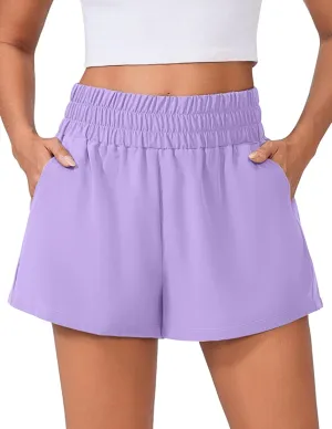 PINSPARK Womens Light Weight Athletic Shorts High Waisted Linerless Active Short Casual Quick Dry Lounge Shorts with Pockets