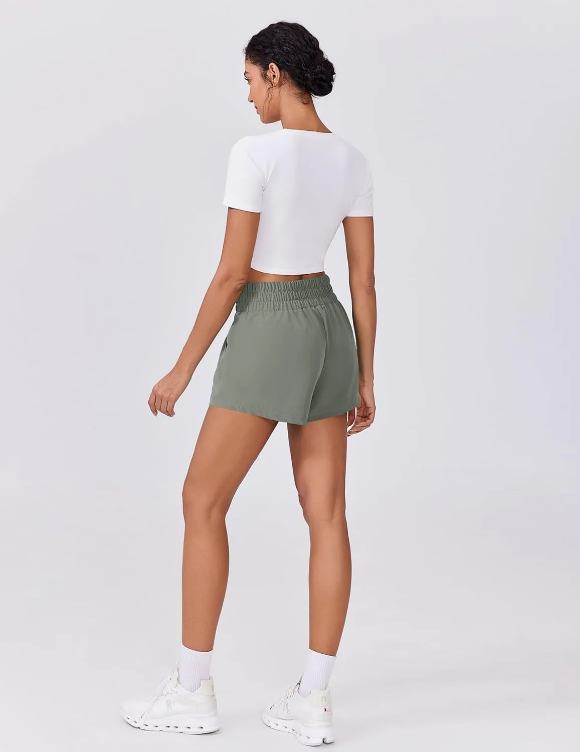 PINSPARK Womens Light Weight Athletic Shorts High Waisted Linerless Active Short Casual Quick Dry Lounge Shorts with Pockets