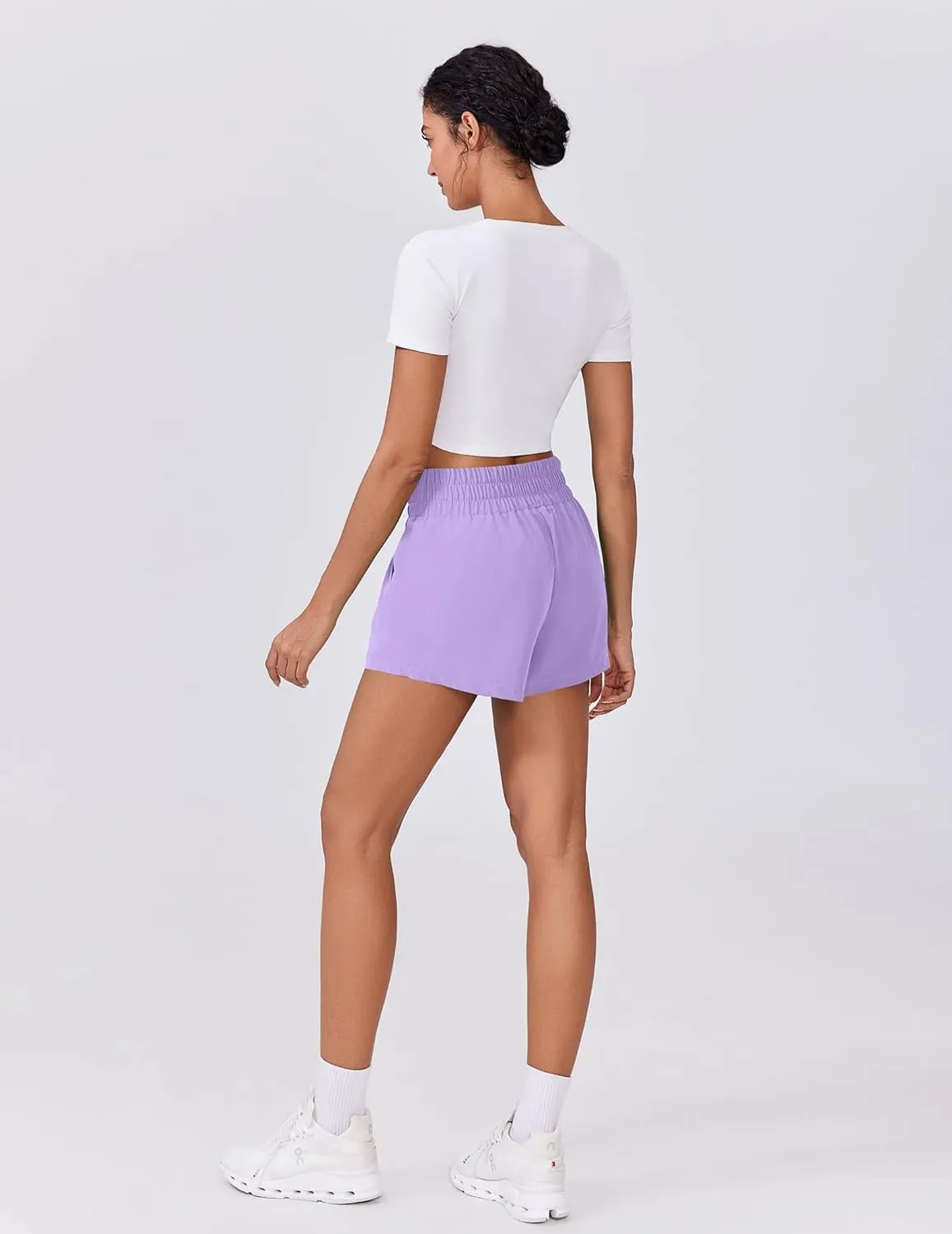 PINSPARK Womens Light Weight Athletic Shorts High Waisted Linerless Active Short Casual Quick Dry Lounge Shorts with Pockets