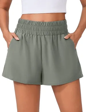PINSPARK Womens Light Weight Athletic Shorts High Waisted Linerless Active Short Casual Quick Dry Lounge Shorts with Pockets