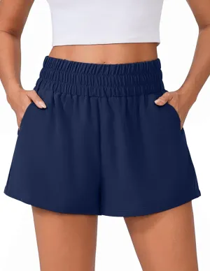 PINSPARK Womens Light Weight Athletic Shorts High Waisted Linerless Active Short Casual Quick Dry Lounge Shorts with Pockets
