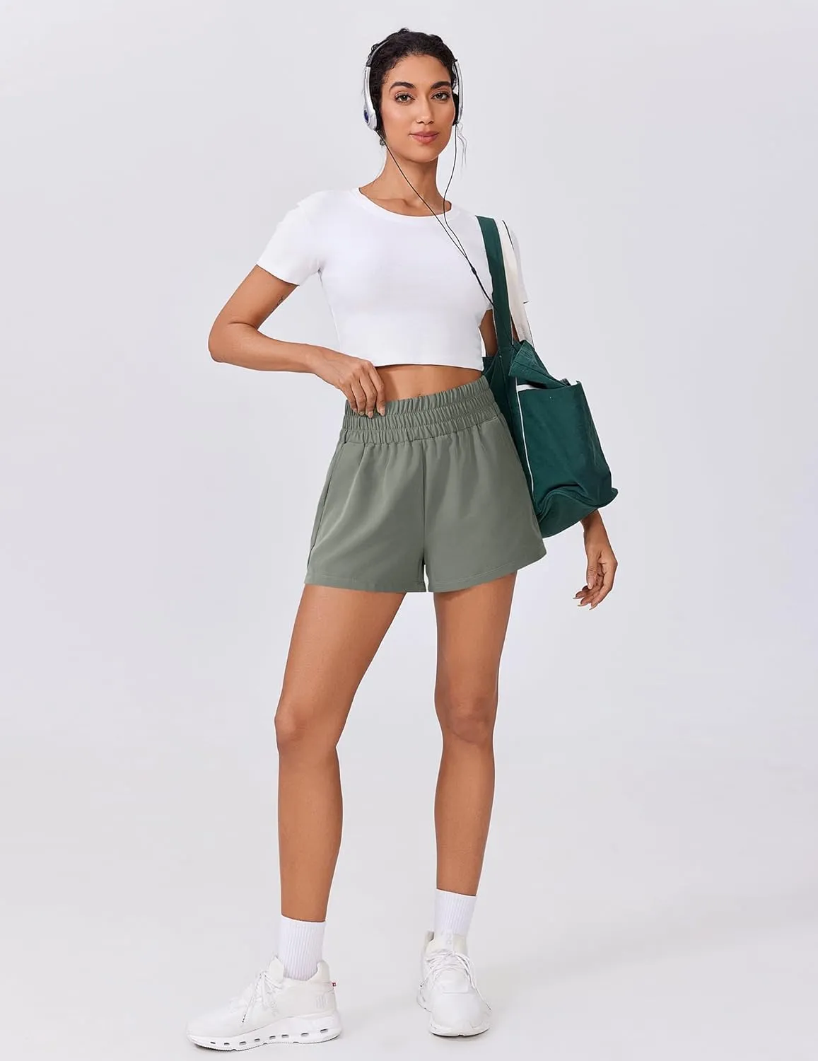 PINSPARK Womens Light Weight Athletic Shorts High Waisted Linerless Active Short Casual Quick Dry Lounge Shorts with Pockets