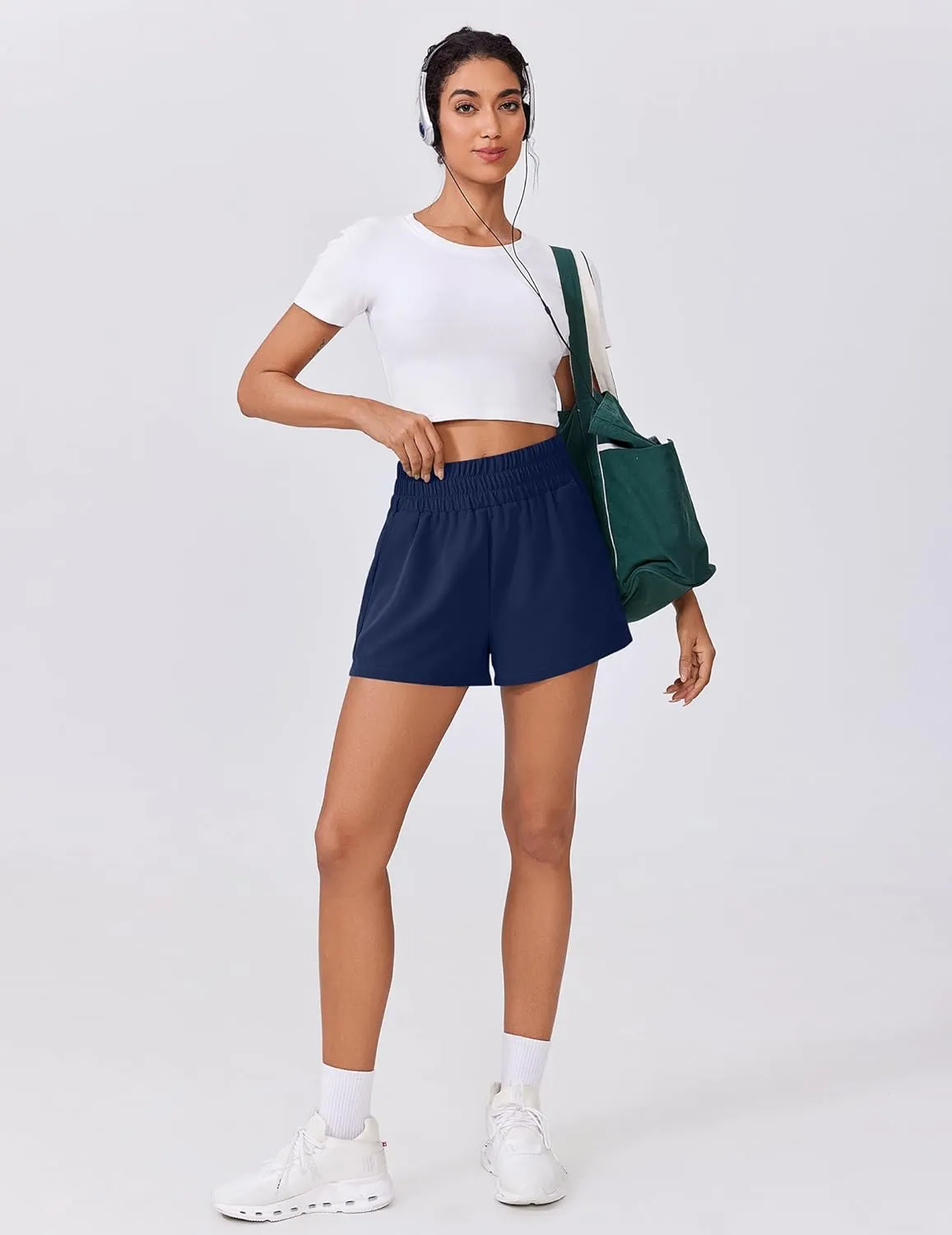 PINSPARK Womens Light Weight Athletic Shorts High Waisted Linerless Active Short Casual Quick Dry Lounge Shorts with Pockets