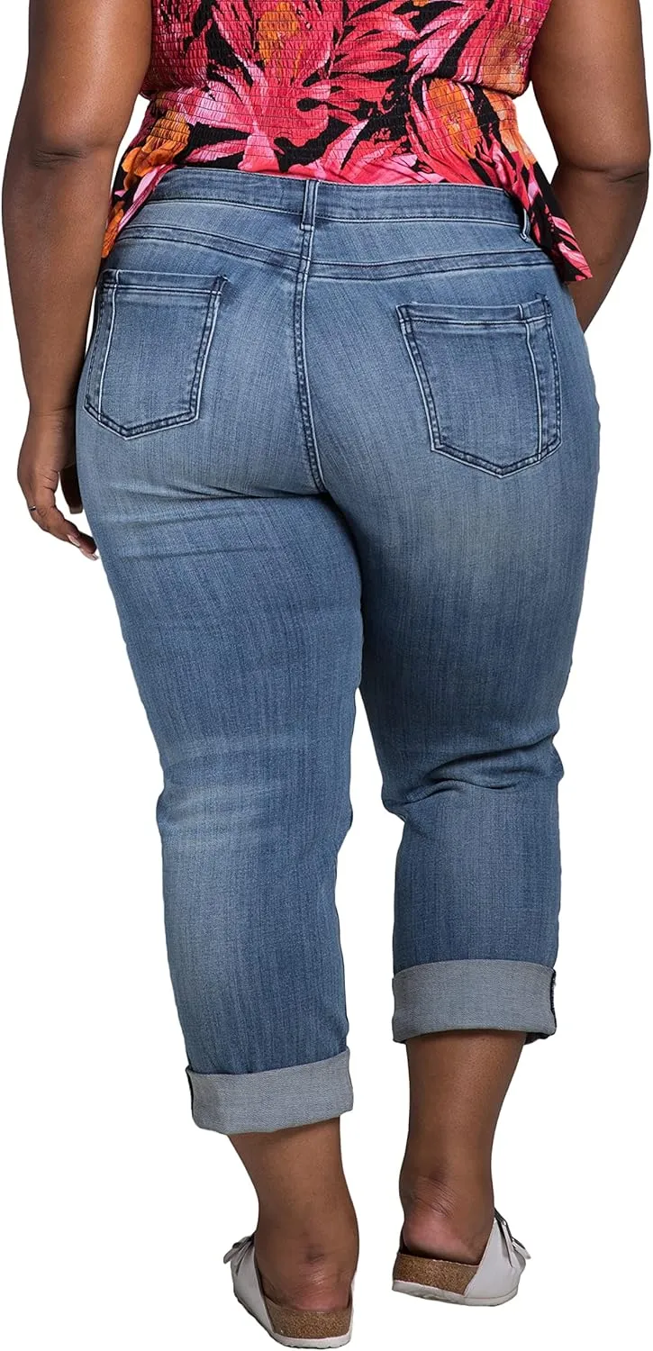 Poetic Justice Women's Plus Size Curvy Fit Boyfriend Jeans