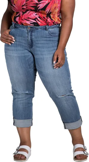 Poetic Justice Women's Plus Size Curvy Fit Boyfriend Jeans