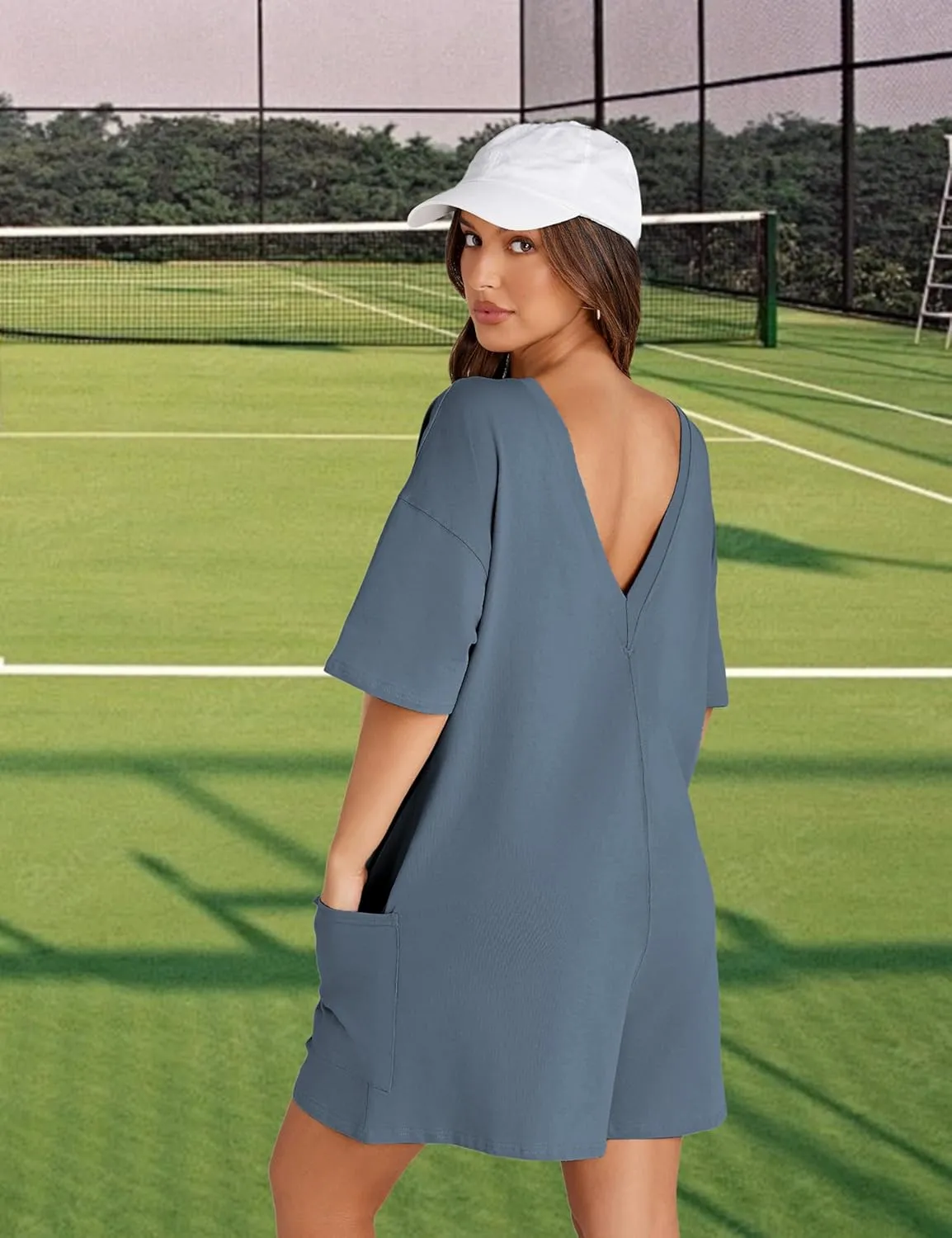 Rompers for Women Athletic Workout Hot Shot Tee Romper Casual Oversized Jumpsuits Overalls