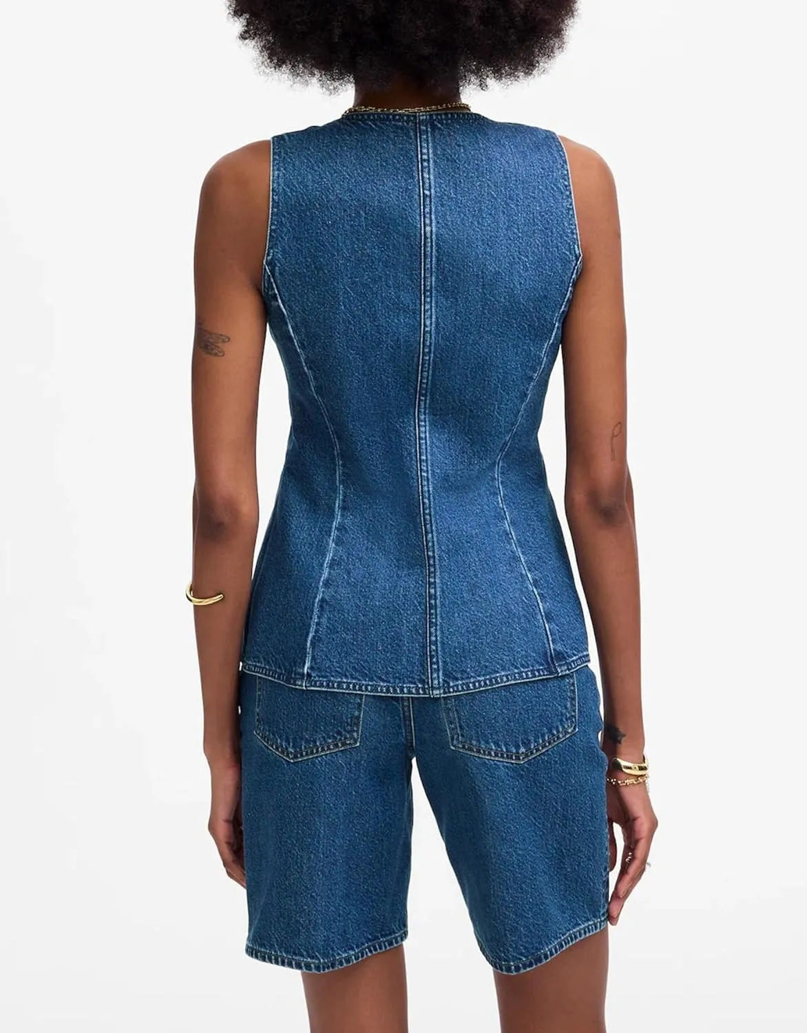 SCOFEEL Women's Denim Vest Sleeveless Scoop Neck Button Down Jean Waistcoat Casual Slim Fit Denim Tank Top