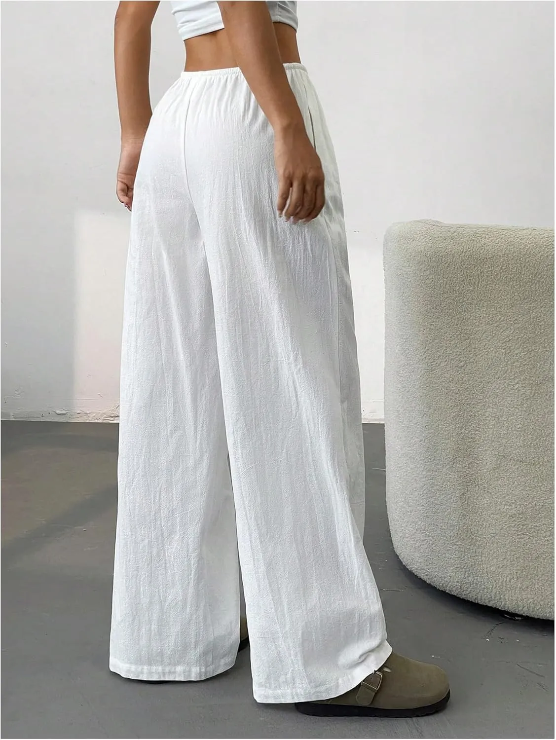 SHENHE Girl's Wide Leg Baggy Pants Drawstring Summer Boho Beach Palazzo Pants with Pockets