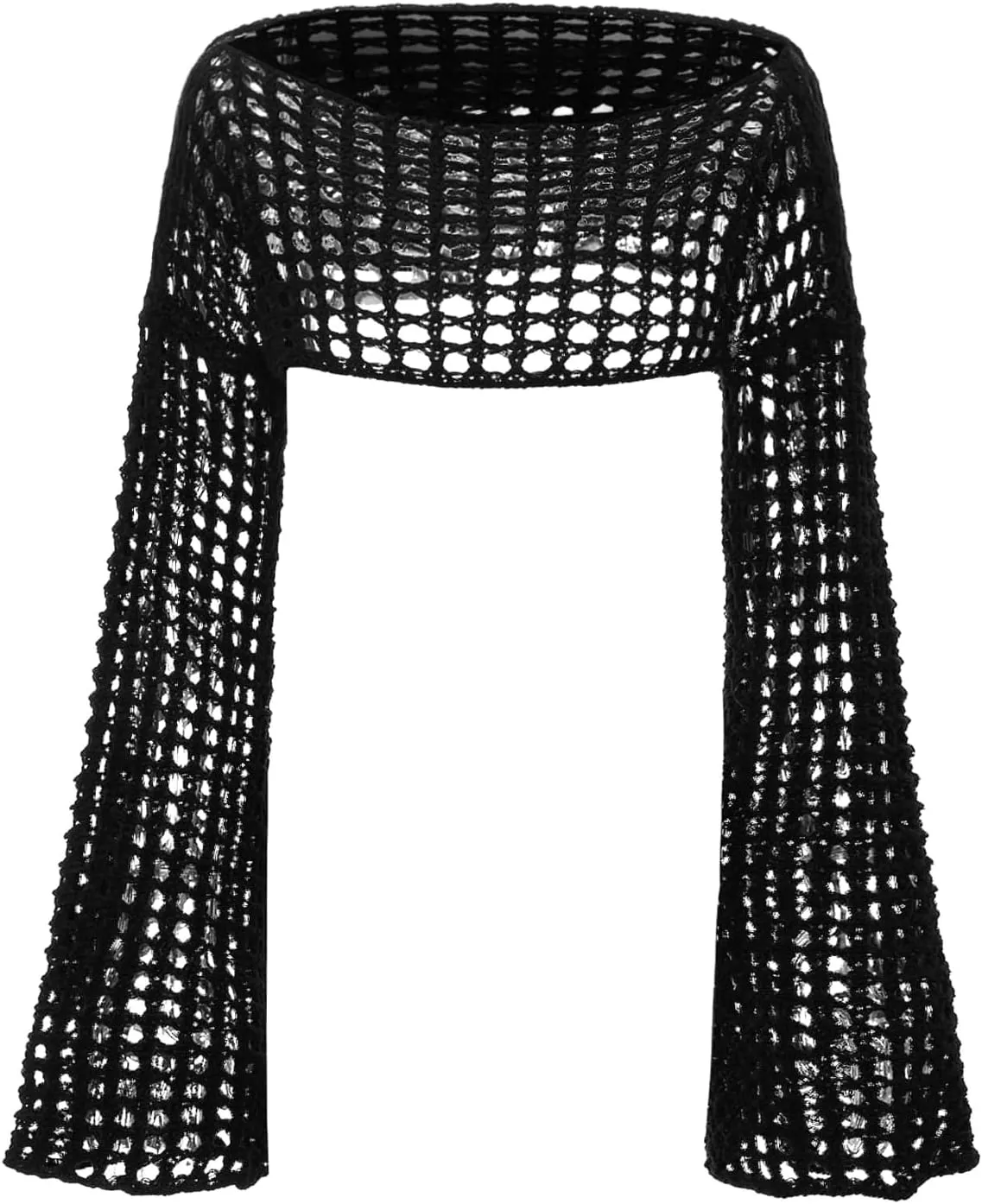 SHENHE Women's Hollow Out Knit Bolero Shrug Crochet Cropped Sweater Top Bell Long Sleeve Y2K Cover Up Top