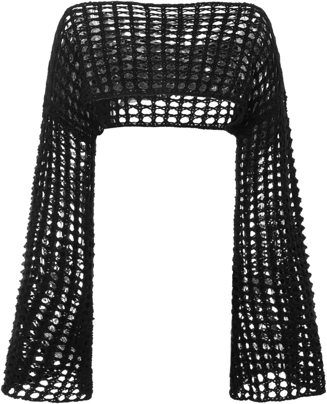 SHENHE Women's Hollow Out Knit Bolero Shrug Crochet Cropped Sweater Top Bell Long Sleeve Y2K Cover Up Top