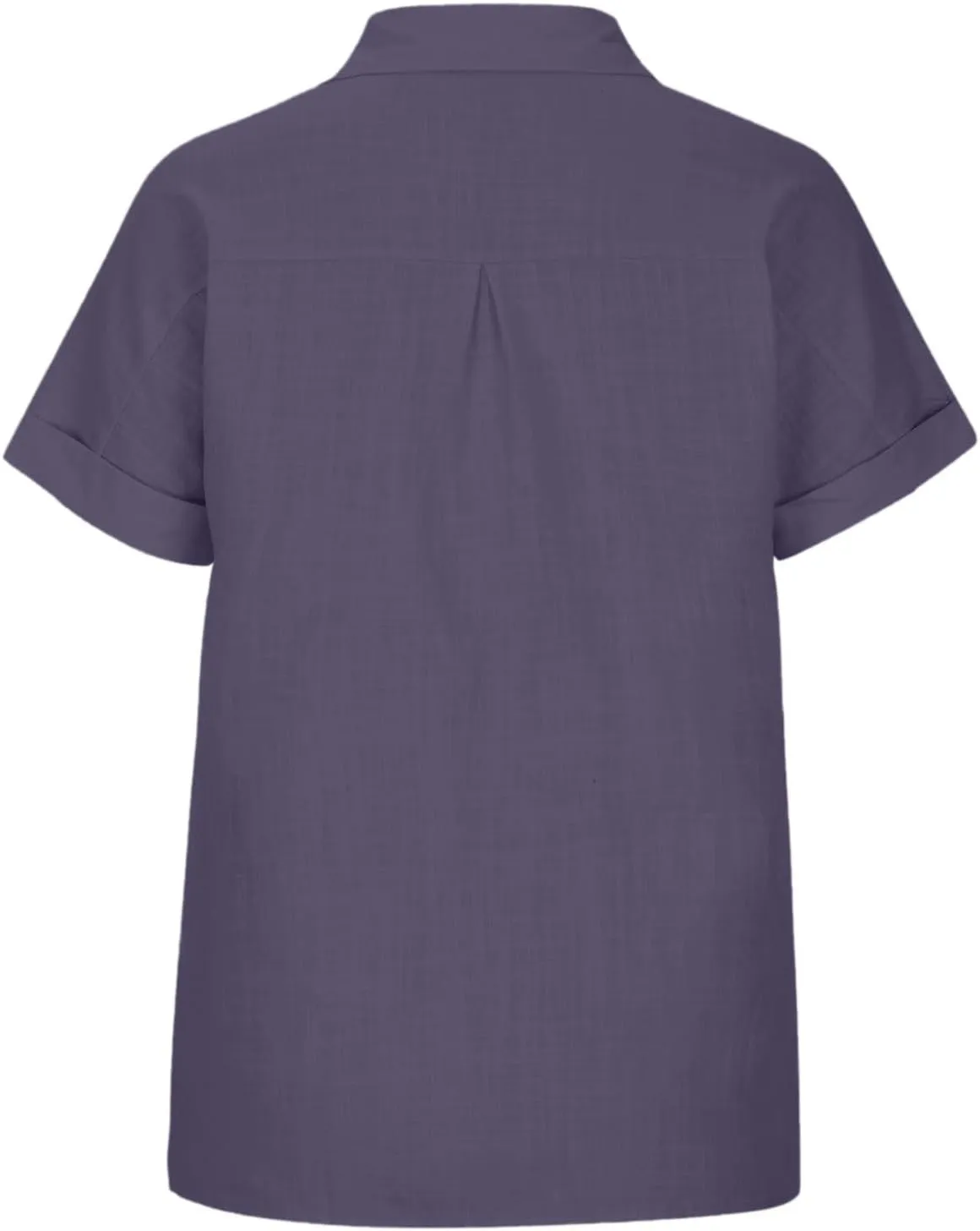 Shirts for Women Linen Summer Tops Button Down Collar Roll Up Short Sleeve T-Shirts Blouses Baggy Shirt with Pocket