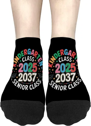 Silly Sock For Women Mens No Show Socks, Kindergarten Graduation Class Of 2025 Senior 2037 Class Sock, White Elephant Gifts