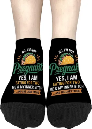 Silly Sock For Women No Show Socks Men, Tacos No Im Not Pregnant Yes I Am Eating For Two Sock, Gifts For Women Who Have Everything