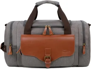 Sports Duffel Bags Men Large Capacity Canvas Multifunction Leather Bags Carry on Luggage Bag Tote Utility Travel Bag Weekender Bag Travel Man(Grey)