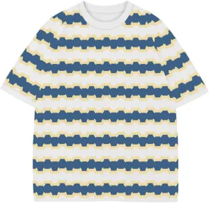 Striped Shirt Women Vintage Short Sleeve Crew Neck Oversized Y2K Summer Casual Basic Color Block Tee Tops