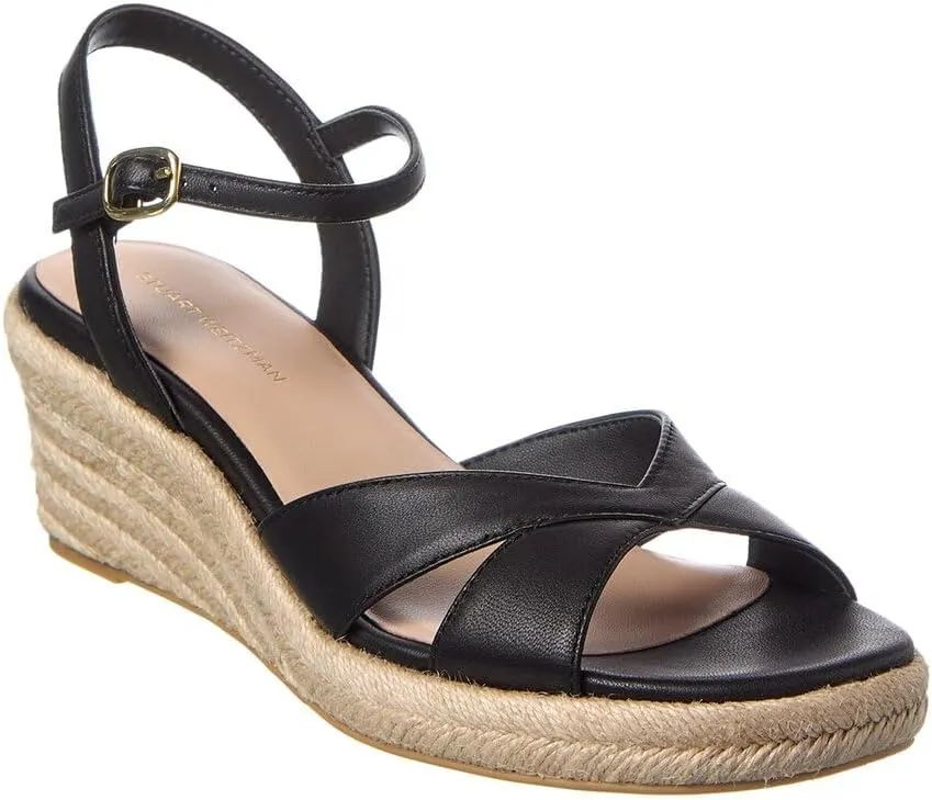 Stuart Weitzman Miami Espadrille Canvas & Leather Wedge