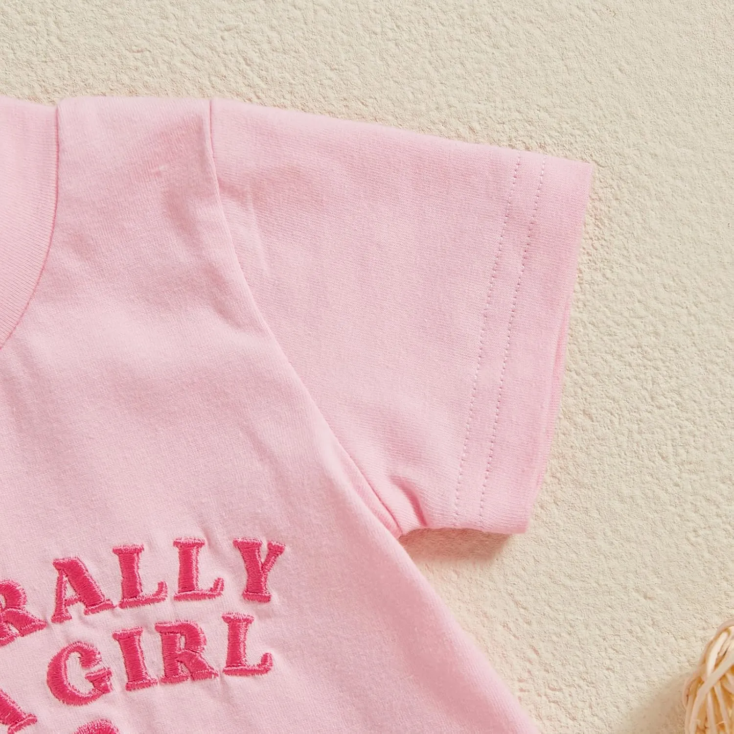 Summer Toddler Baby Girl T-Shirt Bow Letter Embroidery Short Sleeve Tops Cute Graphic Tee Spring Clothes