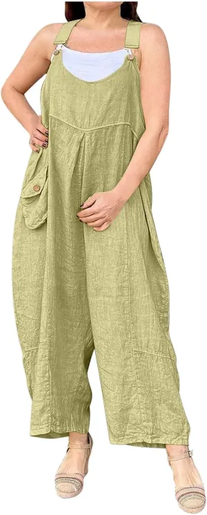 TANGNADE Summer Rompers for Women 2025 Beach Vacation Baggy Jumpsuits Casual Dressy Wide Leg Overalls Spring Outfits