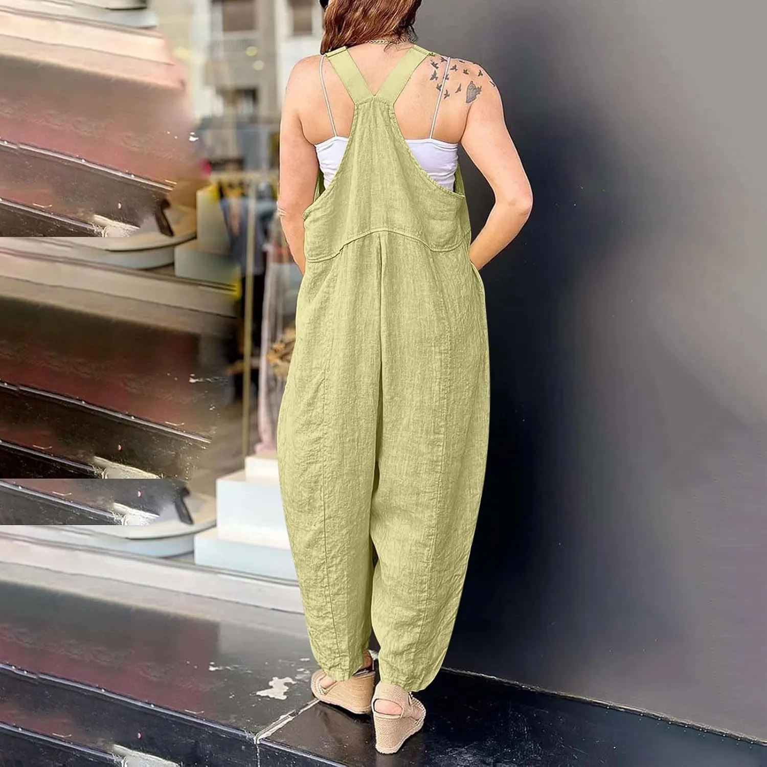 TANGNADE Summer Rompers for Women 2025 Beach Vacation Baggy Jumpsuits Casual Dressy Wide Leg Overalls Spring Outfits