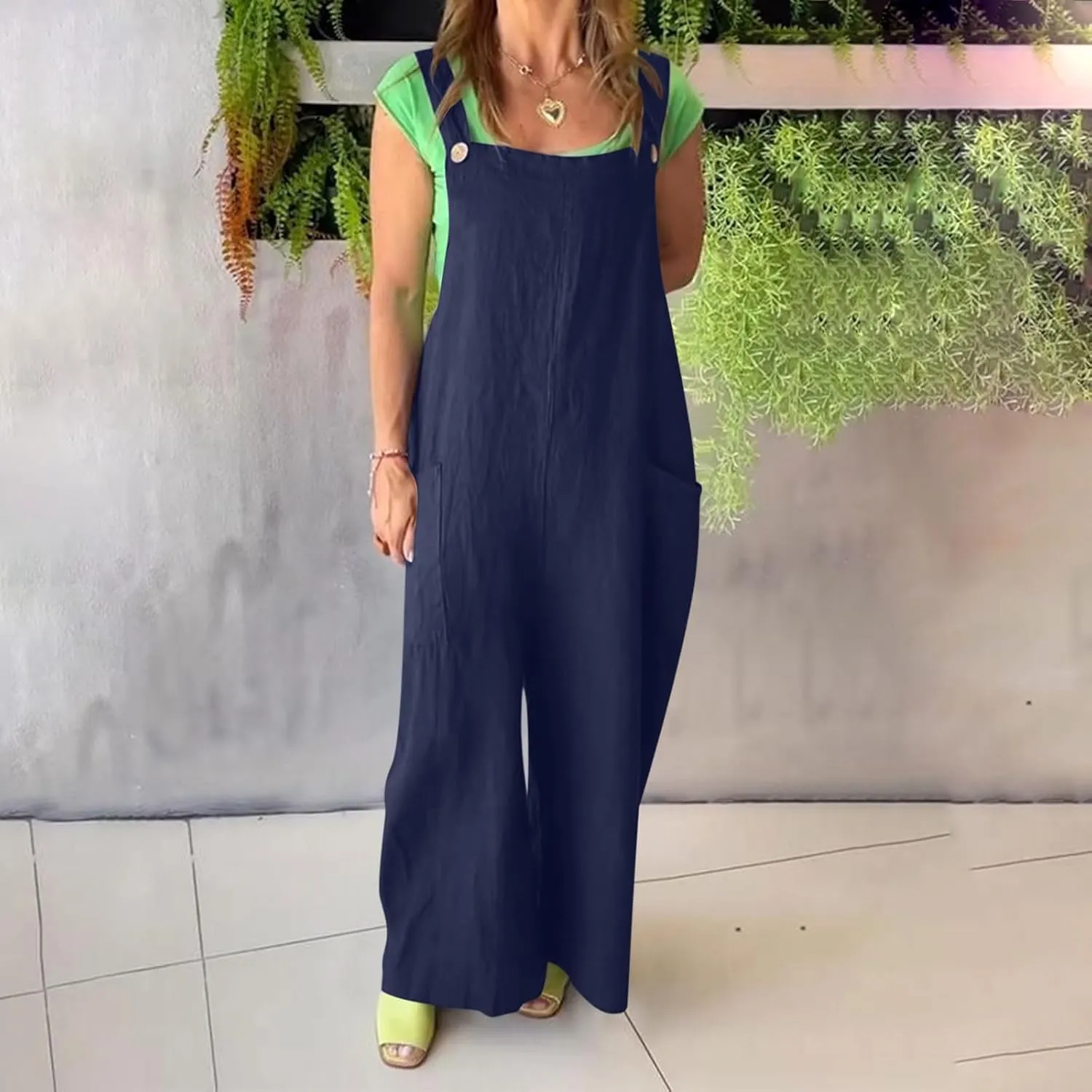 TANGNADE Womens Rompers for Summer Vacation Casual Overalls Sleeveless Loose Wide Leg Long Jumpsuits Work Outfits
