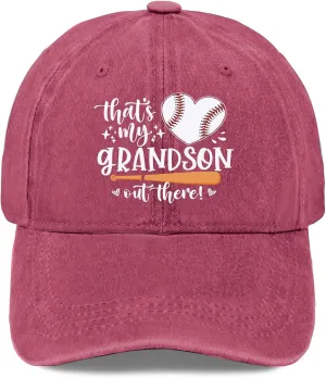 That's My Grandson Out There hat for Men Vintage Cotton Washed Baseball Caps Adjustable Dad