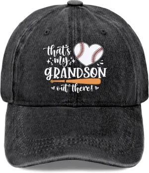 That's My Grandson Out There hat for Men Vintage Cotton Washed Baseball Caps Adjustable Dad