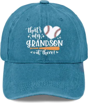 That's My Grandson Out There hat for Men Vintage Cotton Washed Baseball Caps Adjustable Dad