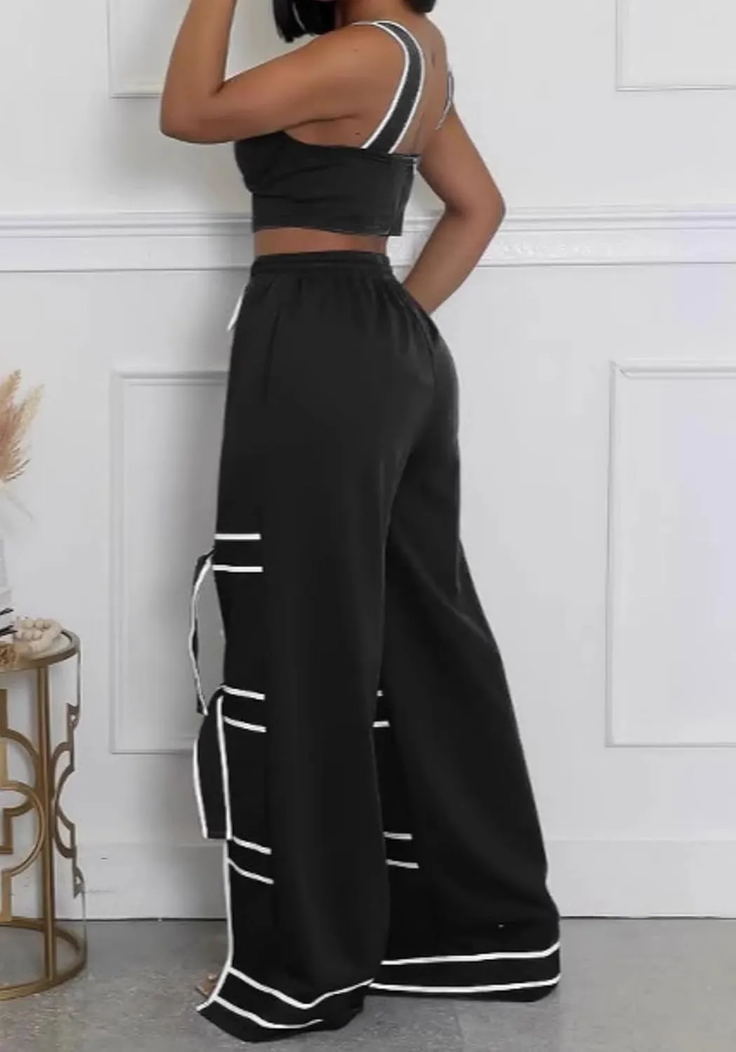Vaceky Bow Tie Sweatpants Women Wide Leg Split Flowy Casual Trouser Pants
