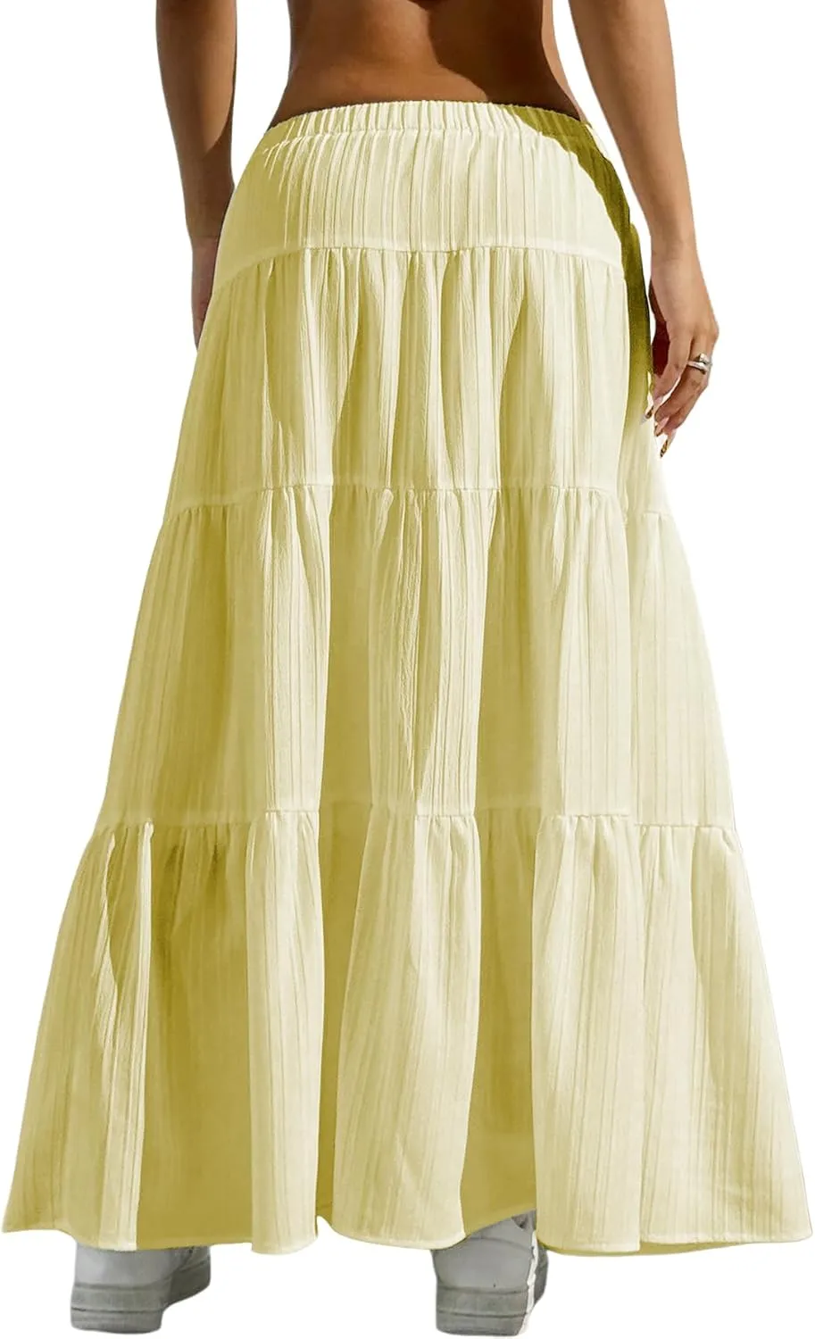 Verdusa Women's Flowy Flared Ruffle Boho Long Skirt Summer Maxi Skirt