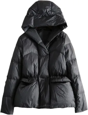 Winter Women 90% White Duck Down Coat Short Thick Warm Puffer Jacket Female Casual Waterproof Slim Black Parkas
