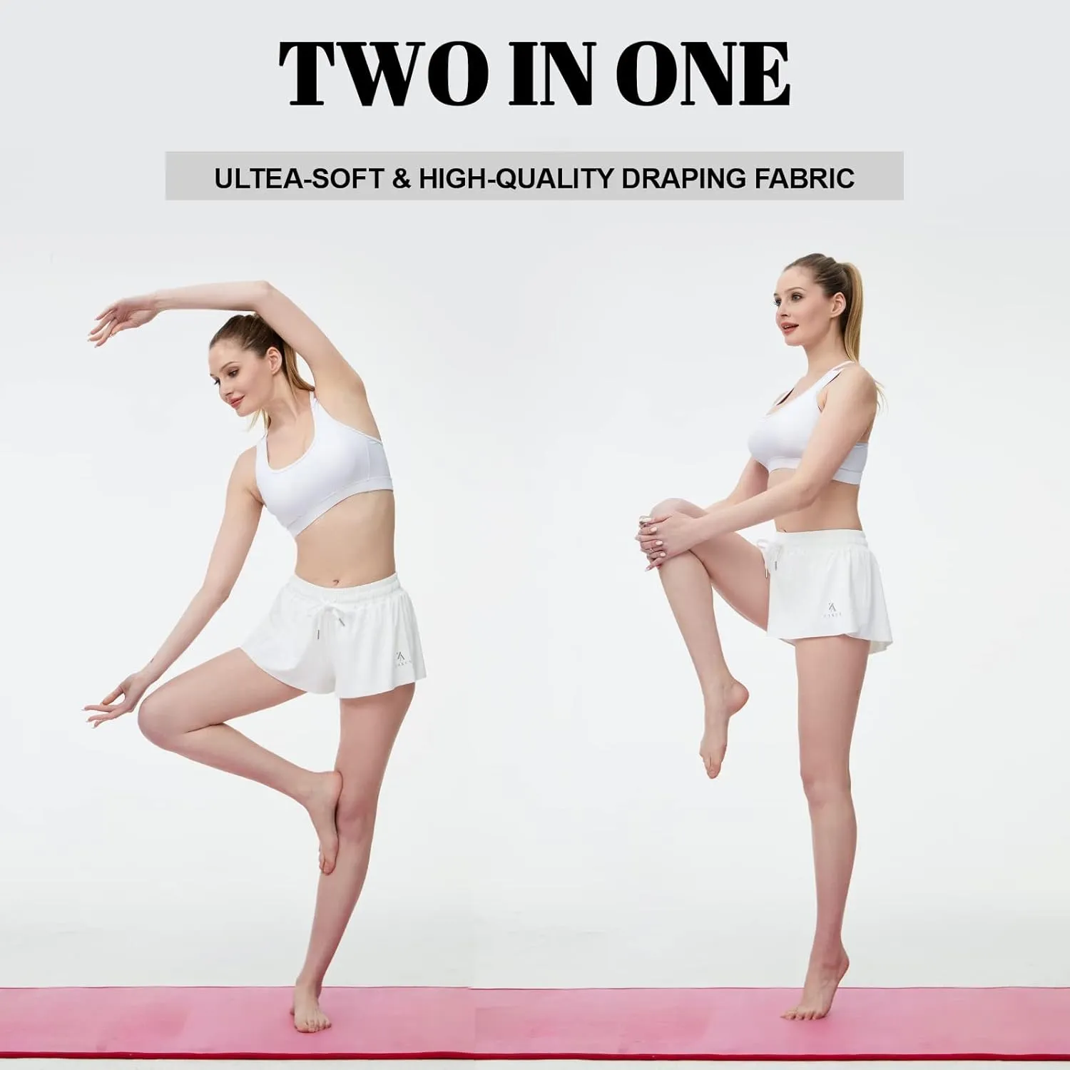 Women 2-in-1 Double Layer Running Yoga Shorts Flowy Athletic Shorts for Women Quick-Dry High Elastic Waist Butterfly Shorts