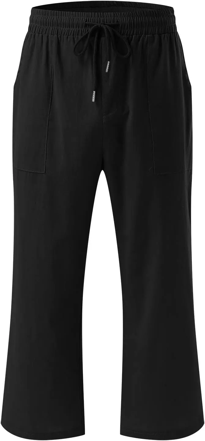 Women Capri Pants for Summer Pants Fashion Drawstring Elastic Trousers Comfy Straight Leg Capri Pants for Women