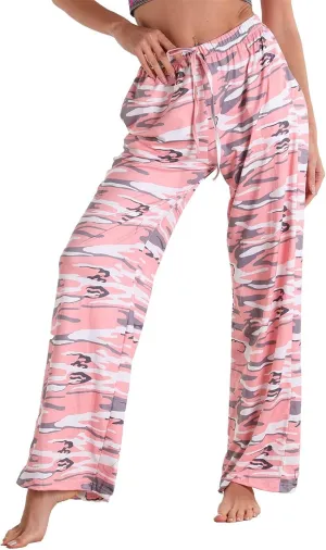 Women Elastic High Waist Pajama Trendy Cute Printed Home Lounge Sleep Pants Indoor Gym Workout Yoga Casual Sweatpants