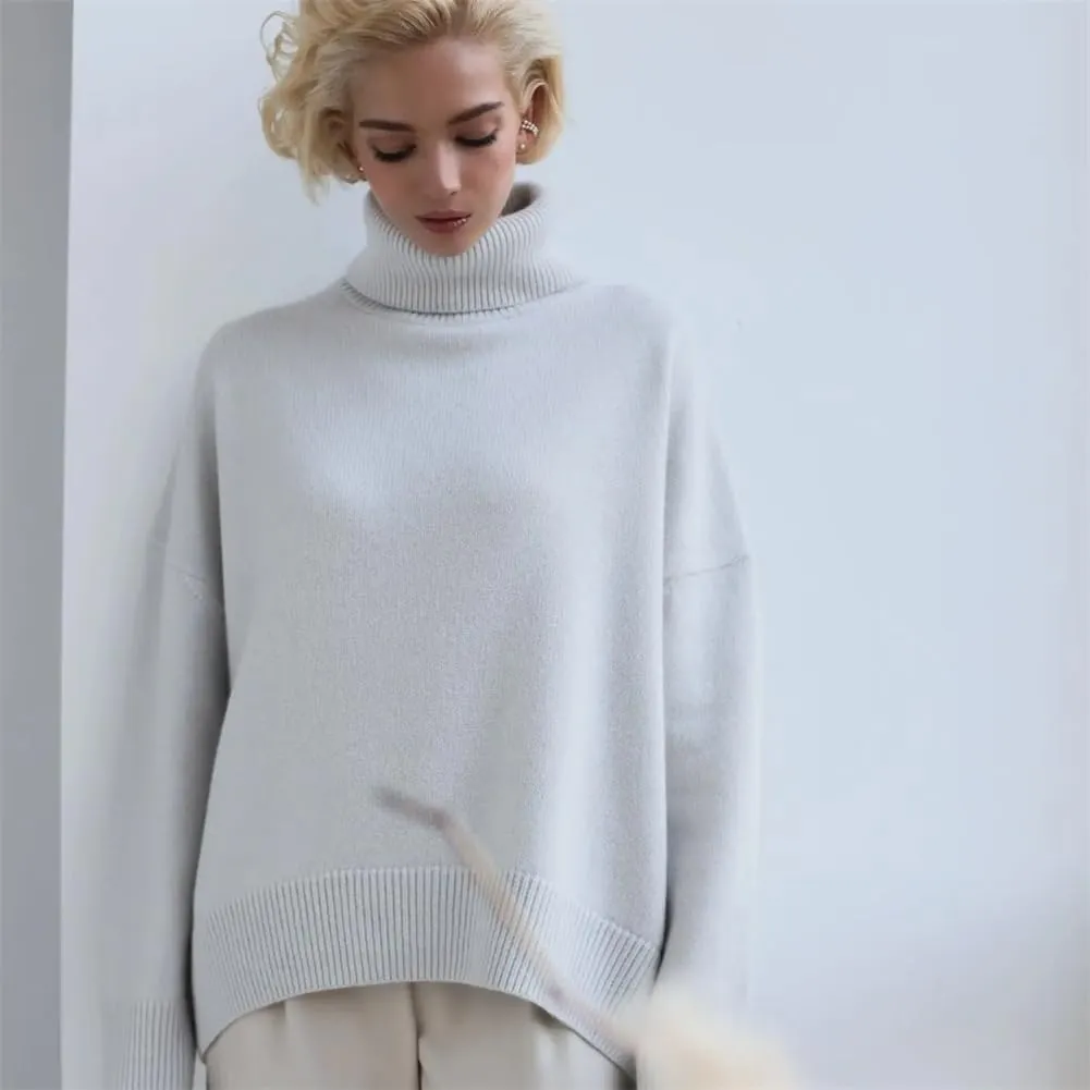 Women Loose Pullover Turtleneck Oversized Sweater Winter Casual Cashmere Knitted Jumper