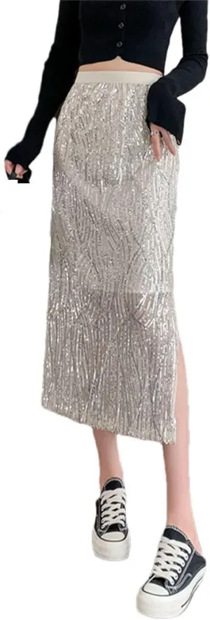 Women Summer Slight Strech High Waist Solid Color Mid Length Casual Skirts