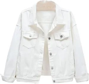 Women's Casual Jean Jacket Single Breasted Short Denim Jacket Coat With Pockets Autumn Winter Tops