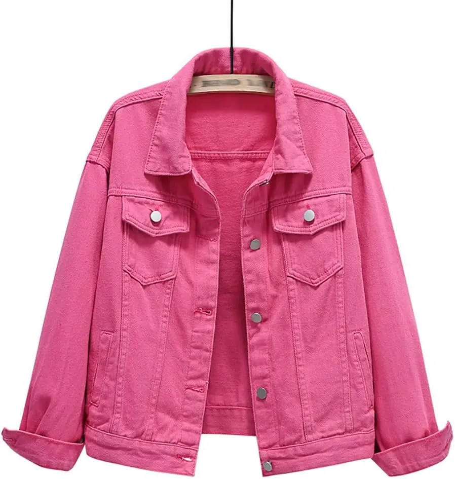 Women's Casual Jean Jacket Single Breasted Short Denim Jacket Coat With Pockets Autumn Winter Tops
