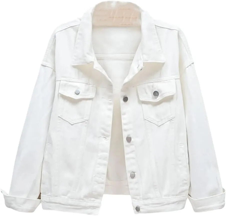 Women's Casual Jean Jacket Single Breasted Short Denim Jacket Coat With Pockets Autumn Winter Tops